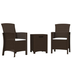 Salon de jardin 3 pcs avec coussins Rotin PP Marron