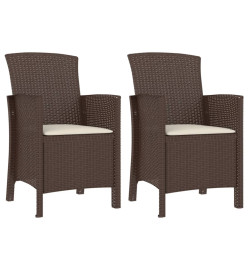 Salon de jardin 3 pcs avec coussins Rotin PP Marron