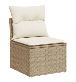 Salon de jardin avec coussins 6 pcs beige résine tressée