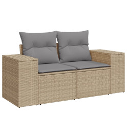 Salon de jardin avec coussins 6 pcs beige résine tressée