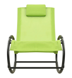 Chaise longue avec oreiller Acier et textilène Vert