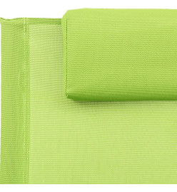 Chaise longue avec oreiller Acier et textilène Vert