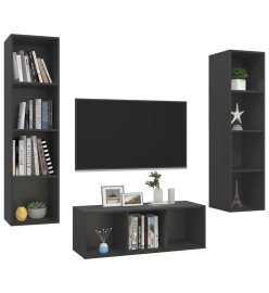 Ensemble de meuble TV 3 pcs Gris Aggloméré