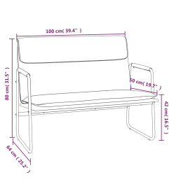 Banc Gris clair 100x64x80 cm Tissu