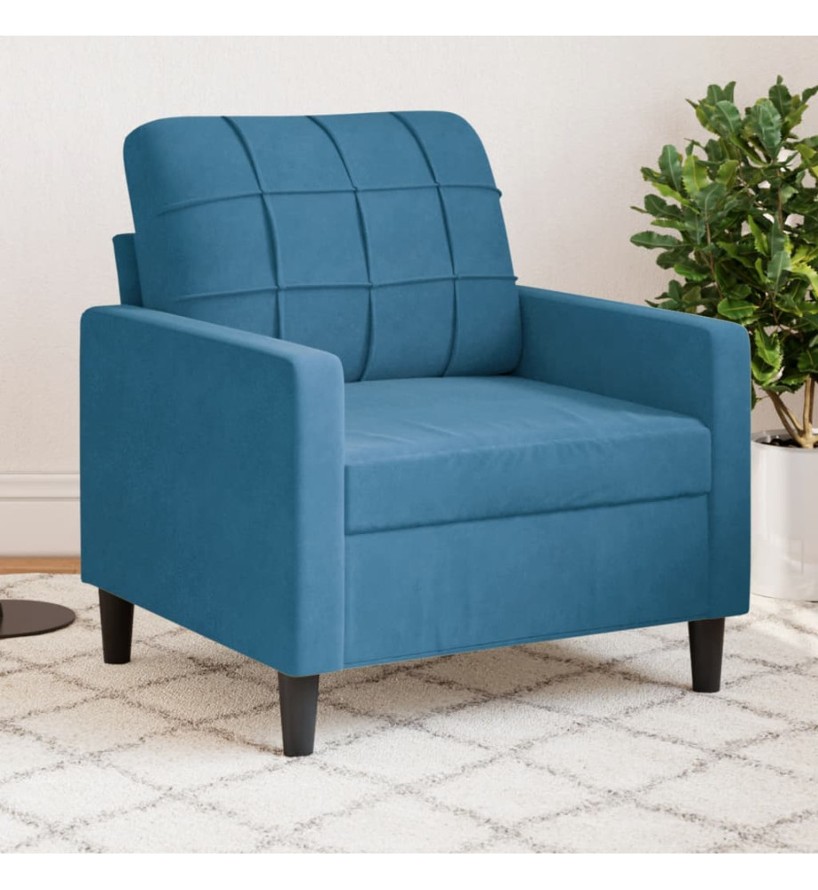 Fauteuil Bleu 60 cm Velours