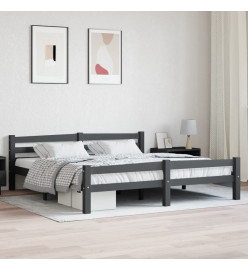 Cadre de lit Gris foncé Bois de pin massif 180x200 cm