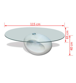 Table basse avec dessus de table en verre ovale Blanc brillant