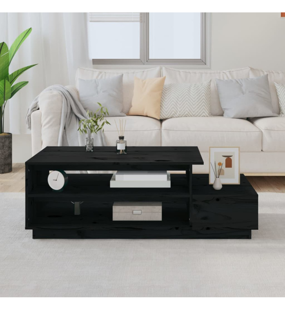 Table basse Noir 120x50x40,5 cm Bois massif de pin