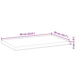 Dessus de bureau non traité 60x50x4 cm bois d'acacia massif