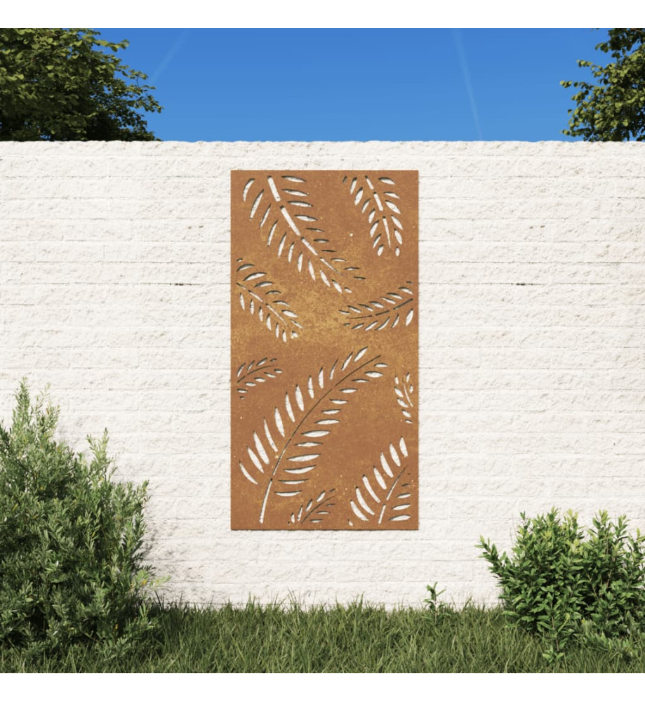 Décoration murale jardin 105x55 cm acier corten design feuille