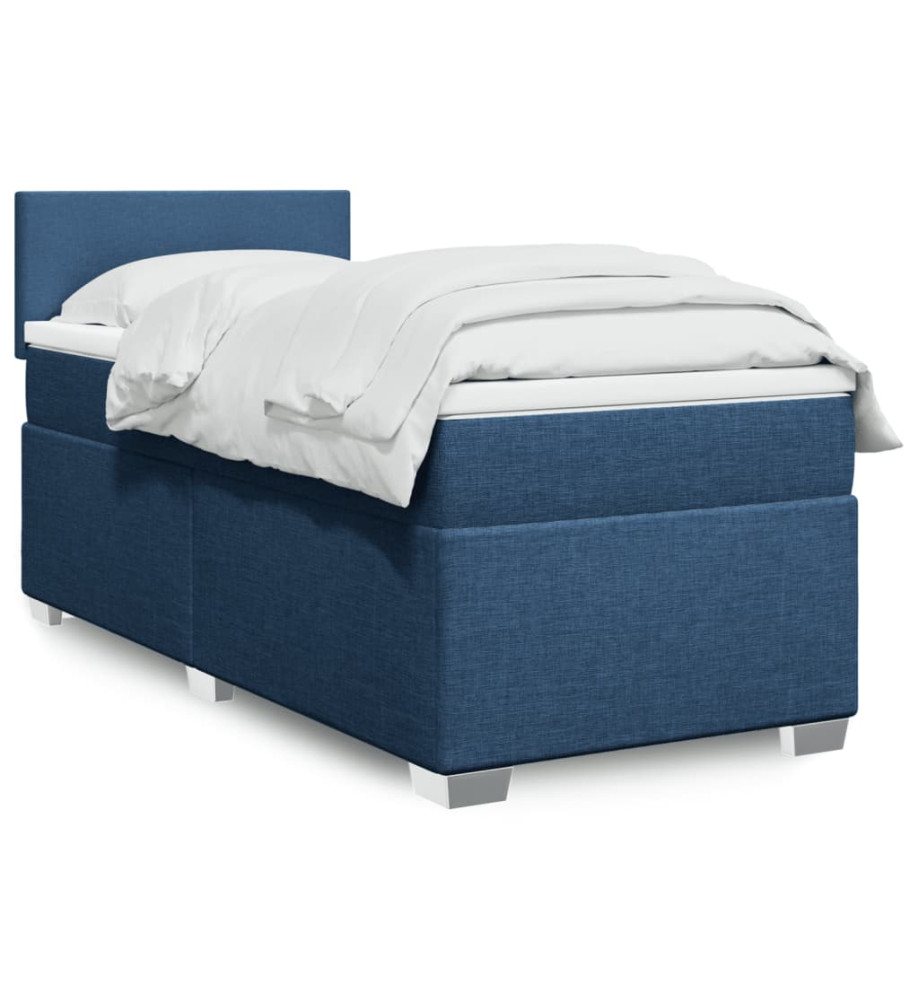 Sommier à lattes de lit avec matelas Bleu 80x200 cm Tissu