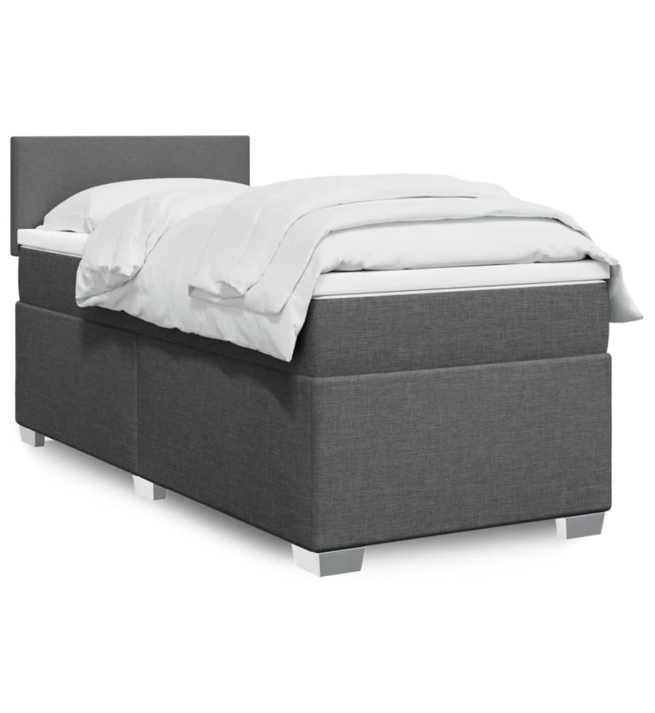 Sommier à lattes de lit et matelas Gris foncé 90x190 cm Tissu Sommier à lattes de lit et matelas Gris foncé 90x190 cm Tissu