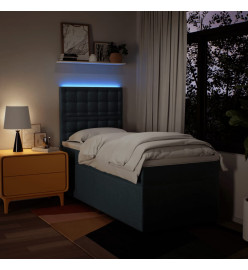 Sommier à lattes de lit avec matelas Bleu 100x200 cm Tissu