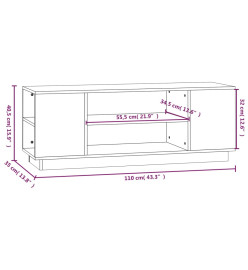 Meuble TV Gris 110x35x40,5 cm Bois de pin massif