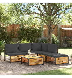 Salon de jardin avec coussins 6 pcs bois d'acacia solide