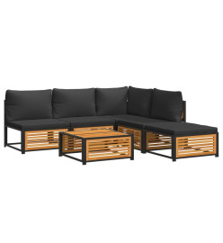 Salon de jardin avec coussins 6 pcs bois d'acacia solide