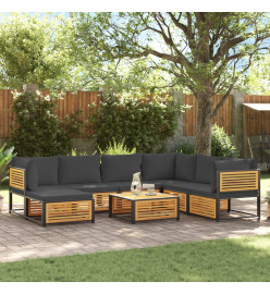 Salon de jardin avec coussins 8 pcs bois massif d'acacia