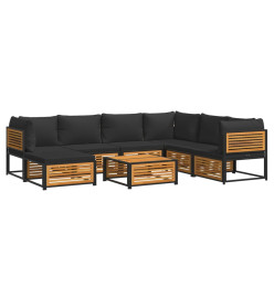 Salon de jardin avec coussins 8 pcs bois massif d'acacia