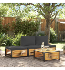 Salon de jardin avec coussins 4 pcs bois d'acacia massif