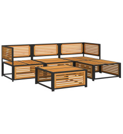 Salon de jardin avec coussins 5 pcs Bois d'acacia solide