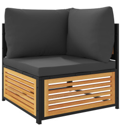 Salon de jardin avec coussins 5 pcs Bois d'acacia solide