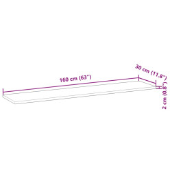 Étagère flottante 160x30x2 cm bois d'acacia massif non traité