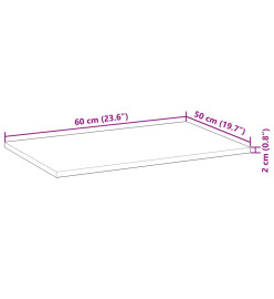 Dessus de bureau fini à l'huile 60x50x2 cm bois d'acacia massif