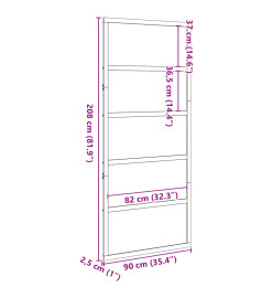 Porte de grange marron cire 90x208 cm bois massif de pin