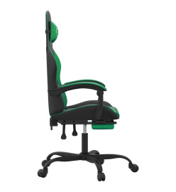 Chaise de jeu avec repose-pied Noir et vert Similicuir