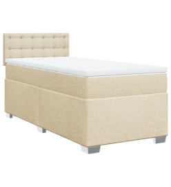 Sommier à lattes de lit et matelas Crème 90x190 cm Tissu