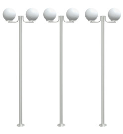 Lampadaires d'extérieur 3 pcs argenté 215 cm acier inoxydable