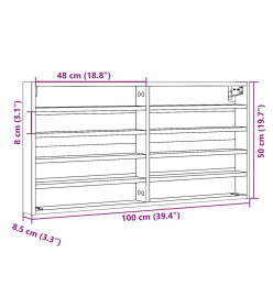 Armoire à vitrine noir 100x8,5x50 cm bois d'ingénierie