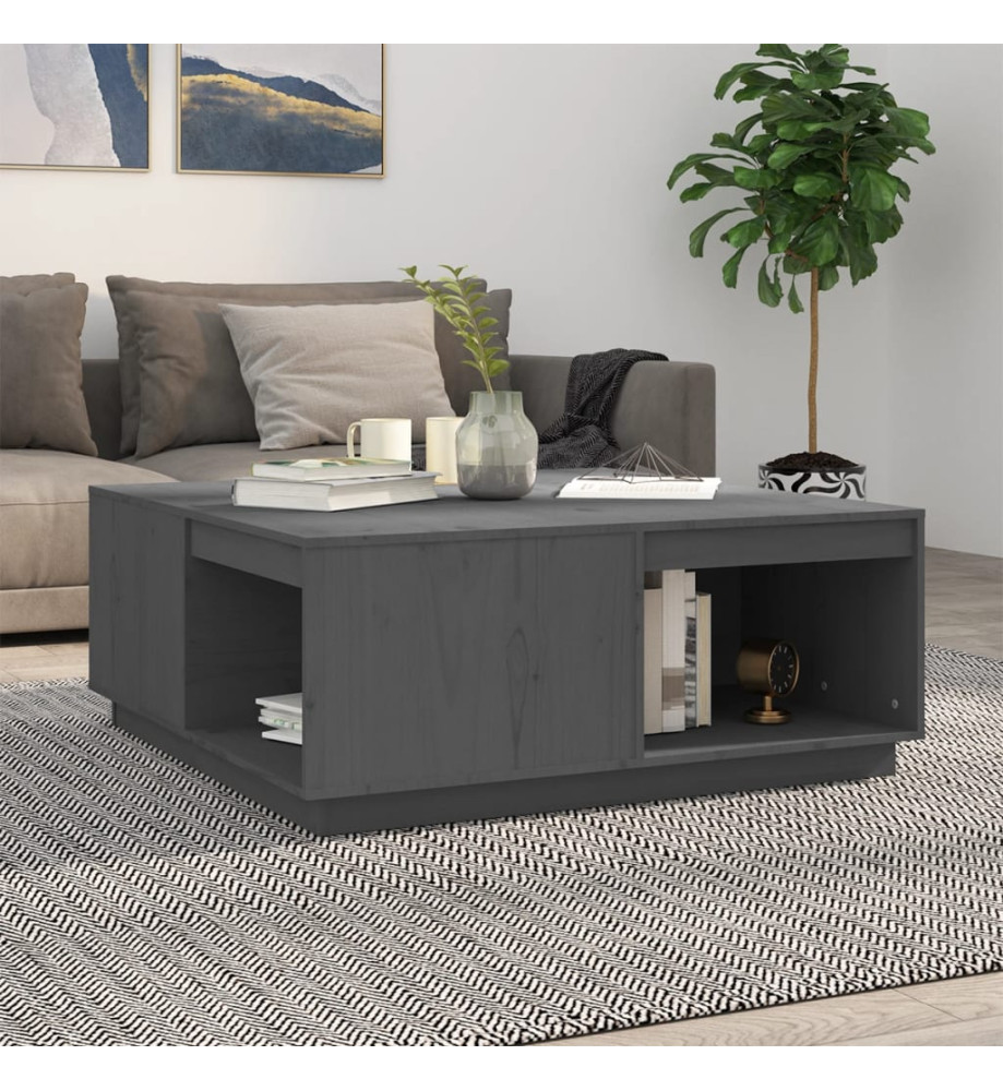 Table basse Gris 100x101x40,5 cm Bois massif de pin