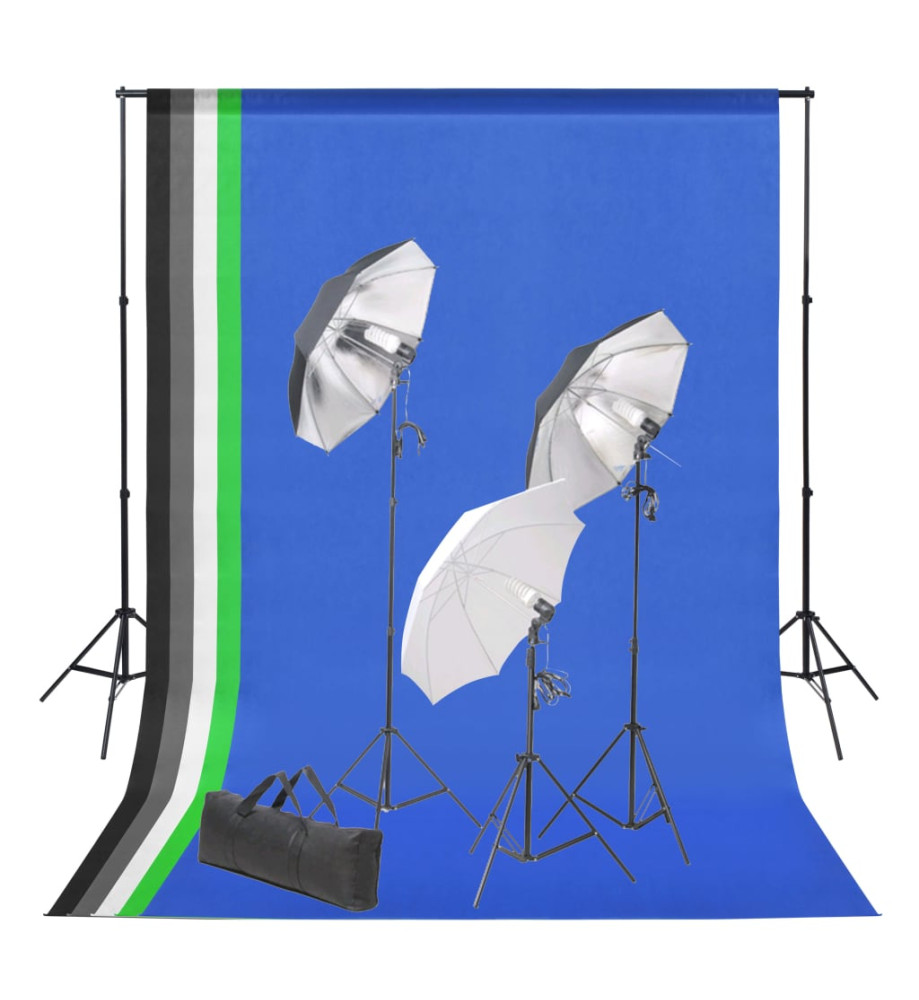 Kit de studio photo avec toile de fond et jeu d'éclairage