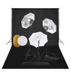 Kit de studio photo avec lampes toile de fond et réflecteur