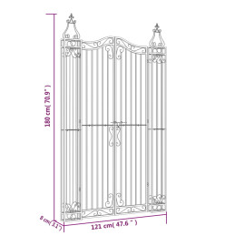 Portail de jardin noir 121x8x180 cm fer forgé