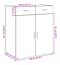Buffet chêne fumé 80x42,5x93 cm bois d'ingénierie