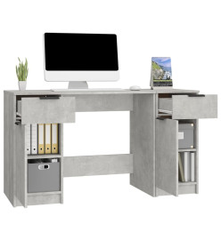 Bureau avec armoire latérale Gris béton Bois d'ingénierie