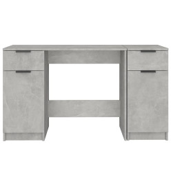 Bureau avec armoire latérale Gris béton Bois d'ingénierie