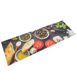 Tapis de cuisine lavable impression vin dîner 60x180 cm velours