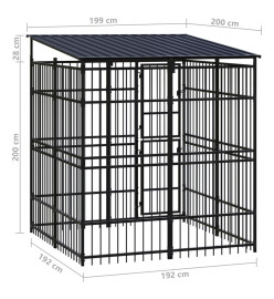 Chenil d'extérieur avec toit pour chiens Acier 3,69 m²