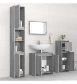 Ensemble de meubles de salle de bain 4 pcs Sonoma gris