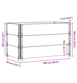 Colliers de palette 3 pcs 100x50 cm bois de pin solide