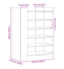 Armoire à chaussures chêne fumé 74,5x37,5x100 cm