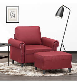 Fauteuil avec repose-pied Rouge bordeaux 60 cm Similicuir