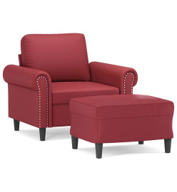 Fauteuil avec repose-pied Rouge bordeaux 60 cm Similicuir