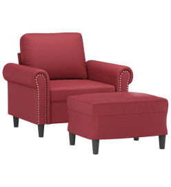 Fauteuil avec repose-pied Rouge bordeaux 60 cm Similicuir