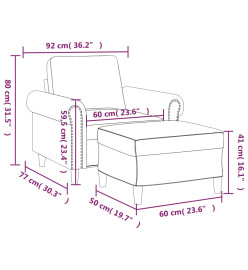 Fauteuil avec repose-pied Rouge bordeaux 60 cm Similicuir