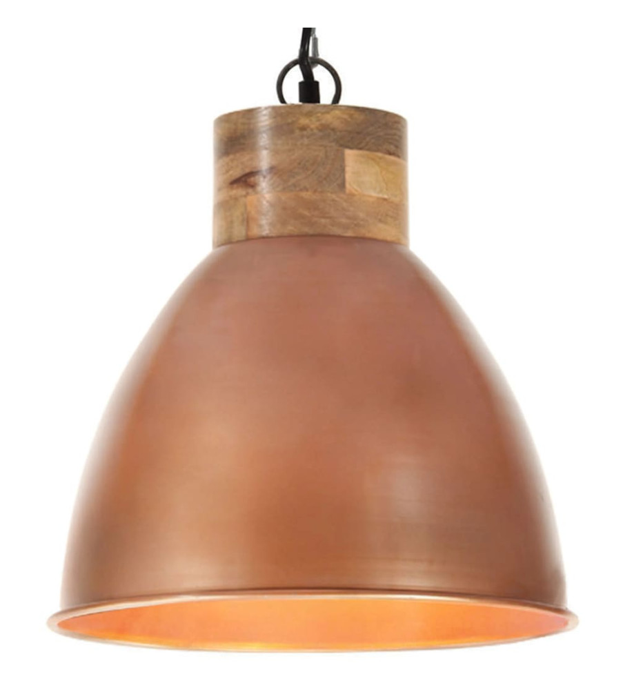 Lampe suspendue industrielle Cuivre Fer et bois solide 35cm E27