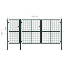 Portail de jardin Acier 400 x 175 cm Vert